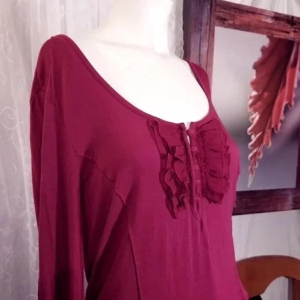 3/$25 BCBGeneration Ruffled Front Scoop Neck Top